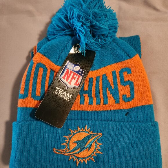 Miami Dolphins Skully Hat Cap & Scarf - Picture 3 of 3